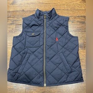 Polo by Ralph Lauren Blue Quilted Vest with Red Logo size 4T